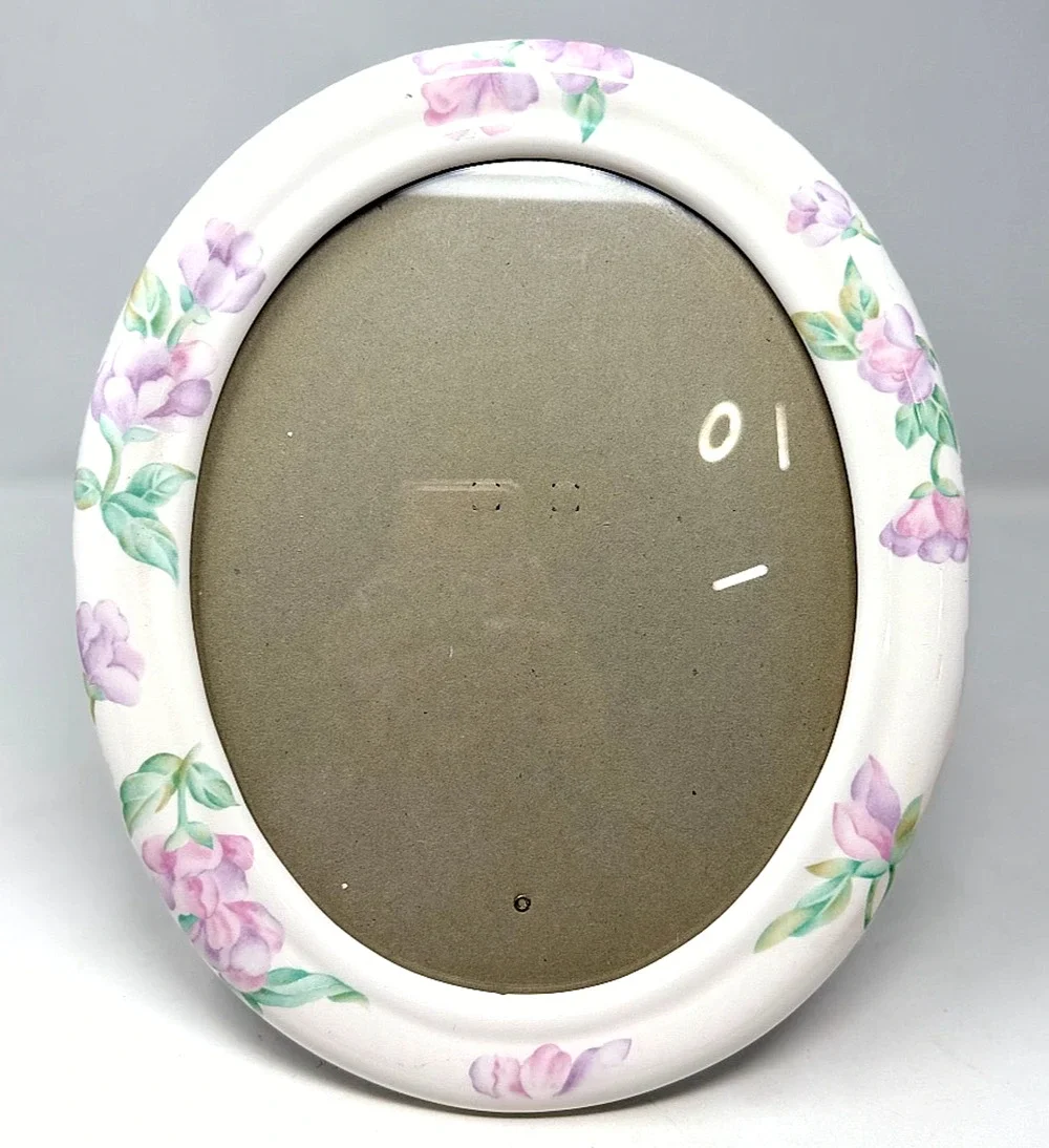 Vintage Floral Ceramic Porcelain Oval Picture Frame Shabby Chic 12x10